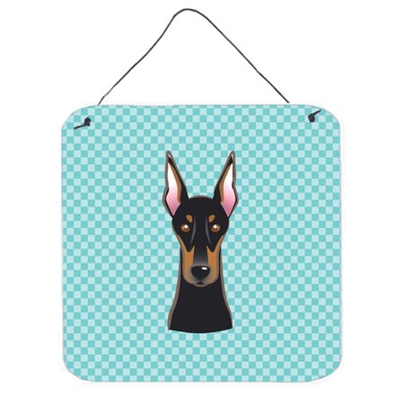 MICASA Checkerboard Blue Doberman Aluminum Metal Wall Or Door Hanging Prints6 x 6 In. MI632197